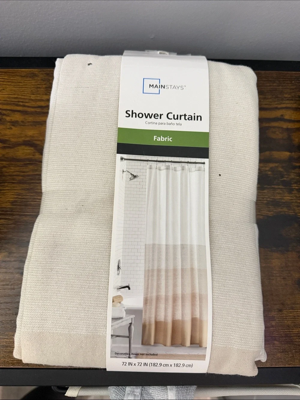 Mainstays Cream and Tan Ombre Fabric Shower Curtain